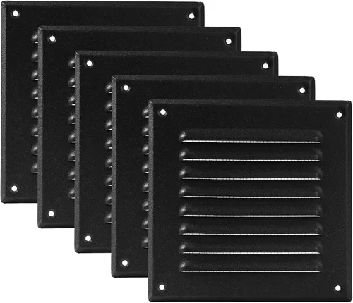 Miniatura 39 de Vent Systems - Cubierta de rejilla de ventilación de aire de alero rectangular de metal negro de 3 x 10 pulgadas (interior), deflector
