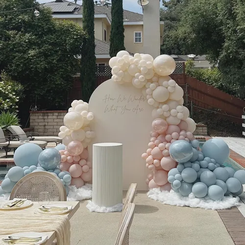 Miniatura 6 de Kit de Arco de Guirnalda de Globos de Género, Globos Rosa Polvoriento y Azul Arena Blanca, Globo Bohemio Rosa Nude para Tema Neutro Baby Shower
