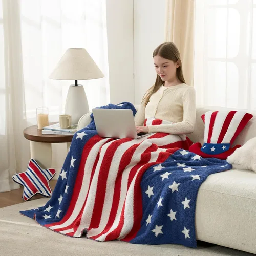 Miniatura 2 de Snuggle Sac Manta patriótica de la bandera estadounidense para sofá, cama del 4 de julio, manta ultra suave y acogedora, 250 aniversario, veterano