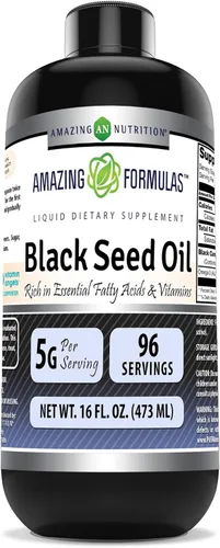 Amazing Formulas Aceite de semilla negra de 16 onzas, aceite de semilla de comino negro prensado en frío natural de Nigella Sativa 100% genuina, sin