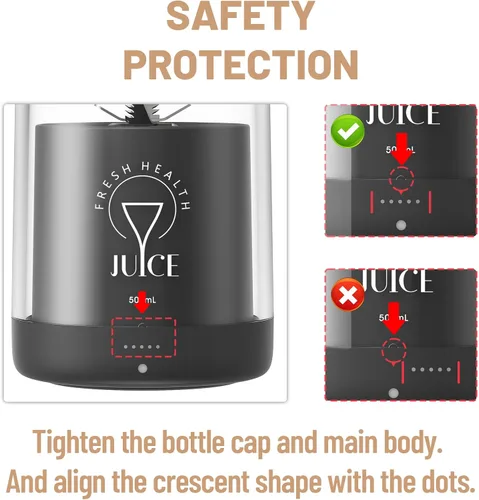 Miniatura 2 de Licuadora Portátil, Batidora Personal para Smoothies con 6 Cuchillas, Vaso Exprimidor Mini Recargable, 17 oz con Tapa de Viaje para Exteriores, Negro