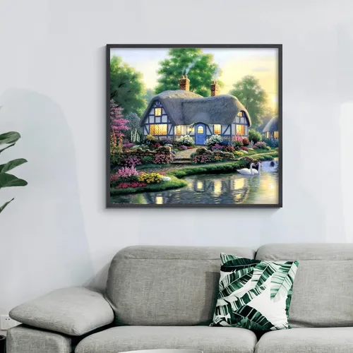 Miniatura 9 de Kits de arte de diamantes de paisaje para adultos: pintura de diamante campestre casa de campo DIY 5d Kit de pintura de diamante de taladro completo