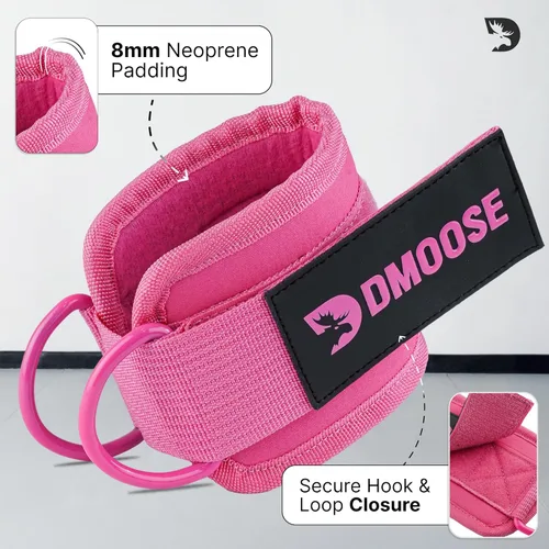 Miniatura 3 de DMoose Fitness Ankle Strap for Cable Machine - One Size Fit with Premium Padding Cuffs, Ankle Bands for Working Out, Booty Workouts, Leg Extension