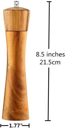 Miniatura 5 de Molinillo de sal y pimienta de madera, molinillo de sal manual de madera, molinillo de pimienta, recargable, con rotor de cerámica de grosor