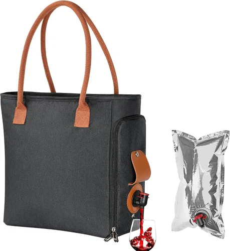 Miniatura 11 de Tirrinia Bolsa de vino, enfriador de playa para regalo de viaje, bolsa de viaje con boquilla para picnic, BYOB, fiesta, cena, piscina