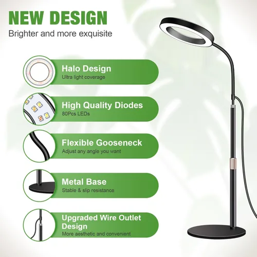 Miniatura 2 de Garpsen Luces de Crecimiento para Plantas de Interior, 80 LEDs de Espectro Completo Luz de Escritorio para Plantas con Temporizador para 6H/12H/16H