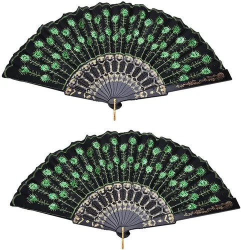 Miniatura 12 de Abanico de mano plegable español, abanicos de baile de flores, abanicos plegables de mano de verano para niñas y mujeres