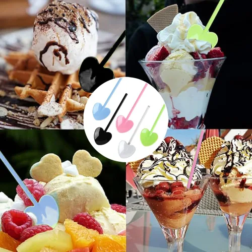Miniatura 5 de OULIGET Cucharas de degustación de plástico, cucharas de plástico, cuchara de helado desechable, cuchara de postre, 4.1 pulgadas, 100 piezas, color.
