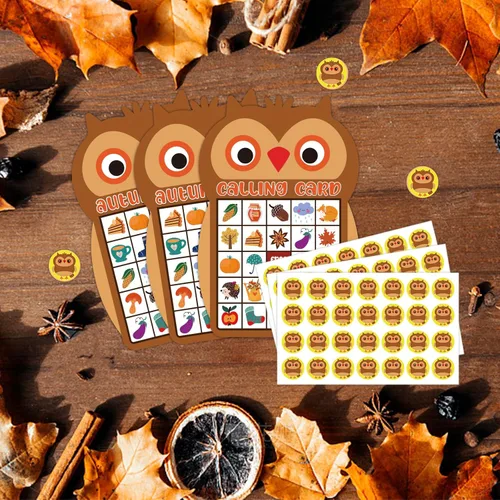 Miniatura 4 de SICOHOME Tarjetas de bingo de otoño para niños, 26 jugadores, juego de bingo de Acción de Gracias para niños y adultos, otoño, Halloween, Acción