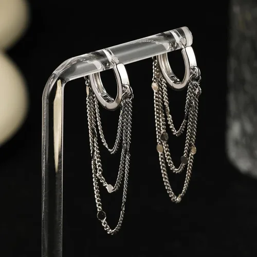 Miniatura 6 de Ritach Aretes de aro de oro de moda para mujer, brillantes de plata de ley 925 con bola de discoteca, bonitos aretes de aro de cadena