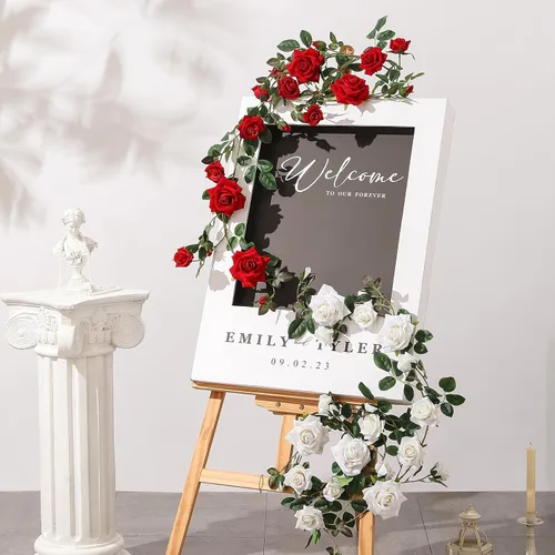 Miniatura 7 de Veryhome - Guirnalda de rosas artificiales estilo enredadera, falsas, para colgar, plantas de hiedra y rosas, 1.83 m para decoración de boda, fiesta