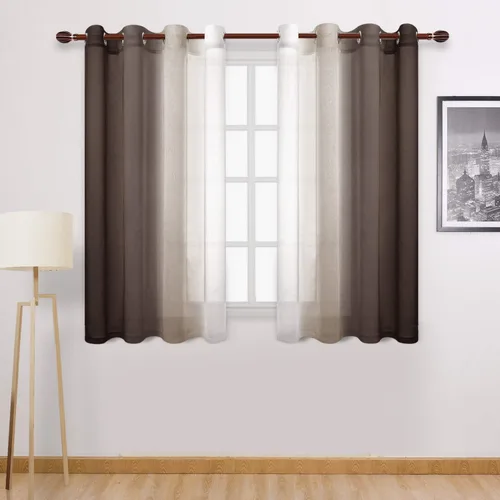 Miniatura 64 de DWCN Cortinas Transparentes de Lino Sintético Negro Degradado Ombré - Cortinas Semi Transparentes de Gasa con Ojales en la Parte Superior
