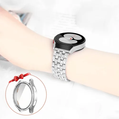 Miniatura 5 de Correa de diamantes compatible con Samsung Galaxy Watch 4 5 FE - Correa de 1.575 pulgadas con protector de pantalla, 0.787 pulgadas de liberación