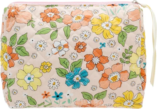 Miniatura 56 de PAZIMIIK - Bolsa de maquillaje de algodón para mujer, grande, acolchada para viaje, Rosa (Bow Pink), Vintage