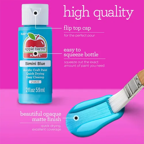 Miniatura 4 de Apple Barrel Juego de pintura acrílica para manualidades, perfecto para artes y manualidades, 2 onzas líquidas cada uno, 18 colores mate surtidos