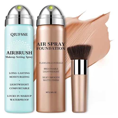 Air Brush - Base de maquillaje y spray de fijación de maquillaje para cara, hidrata e hidrata, cobertura mate para piel grasa, maquillaje con