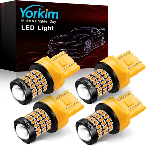 Miniatura 14 de Yorkim Bombillas LED 1157 brillantes rojas, bombilla de freno 1157, 9-30 V, 1157 2057, 2357, 7528, BAY15D, bombilla LED con proyector de repuesto