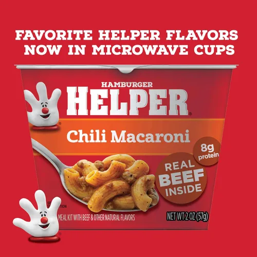 Miniatura 7 de Hamburger Helper Taza de microondas con chile macarrones (2 onzas, paquete de 6) sin sabores artificiales, listo en 4 minutos, comidas rápidas