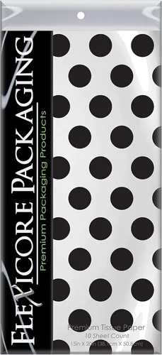 Miniatura 3 de Flexicore Packaging Papel de seda negro con lunares Tamaño: 15 pulgadas x 20 pulgadas Cantidad: 100 hojas Color: negro Manualidades