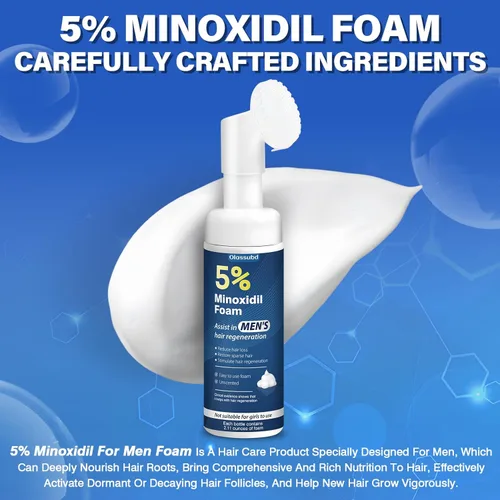 Miniatura 5 de Minoxidil 5% de espuma para el crecimiento del cabello para hombres, adecuada para adelgazamiento del cabello, línea capilar y pérdida de cabello a