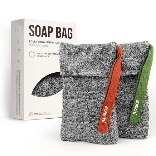 ZOMCHI 2 bolsas de jabón exfoliante, ahorradores de jabón para barra de jabón, bolsa de barra de jabón para exfoliación profunda, calcetín de jabón