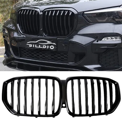 Parrilla Frontal de Listones Individuales Compatible con X5 G05 2019 2020 2021 2022 2023 (Parrilla de Riñón Negra Brillante)