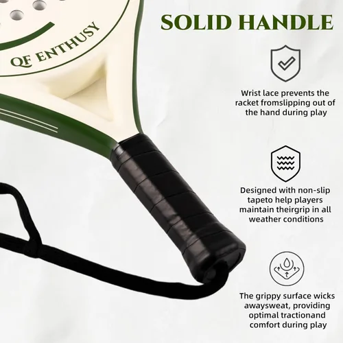Miniatura 3 de Padel Racket, Carbon Fiber Surface Padel Racquet, Lightweight, Ideal for Training/Matches Verde