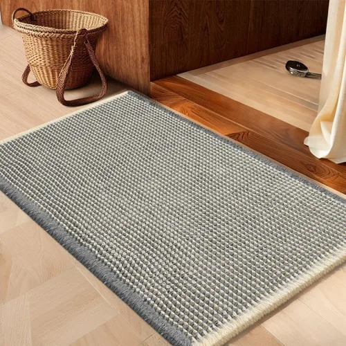 Miniatura 14 de IM HOME Tapete de baño de punto gofre, color caqui, de 24 x 17 pulgadas, tejido bohemio, moderno, absorbente, antideslizante, suave, lavable