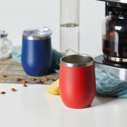 Miniatura 6 de COMOOO Vaso de vino de acero inoxidable con tapa y pajita, 12 onzas, doble pared aislada al vacío, vaso de viaje para café, vino, cócteles, champán