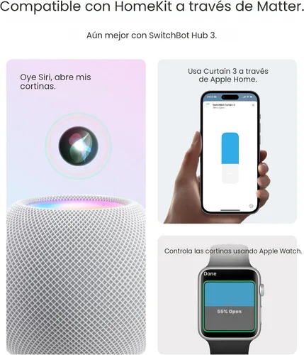 Miniatura 7 de SwitchBot 2025 Automatizador de Cortinas con 3 Barras - Control Remoto Bluetooth, Control WiFi y Smartphone, Desempeño Mejorado, Agrega Hub