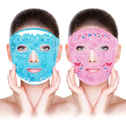 Miniatura 19 de Máscaras faciales frías, máscara facial de hielo, compresa fría y caliente, ojeras, hinchazón, migrañas y dolor de cabeza, enfriamiento