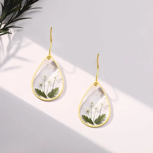 Miniatura 63 de Forget-Me-Not and Queen Anne's Lace Pressed Wildflower Earrings Pressed Flower Earrings Handmade Drop and Dangle Earrings Gift for Woman