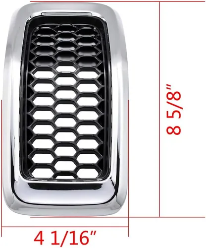 Miniatura 2 de Juego de insertos de rejilla de malla de panal de abeja, color negro, kit de moldura cromada compatible con Jeep Cherokee 2014-2018