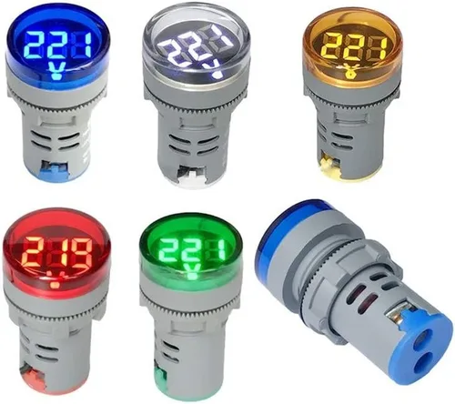 Miniatura 2 de NOYITO Voltímetro digital de CA 80-500V 110V 220V 380V rojo, verde, amarillo, azul, blanco, pantalla digital, cabeza redonda pequeña (paquete de 2)