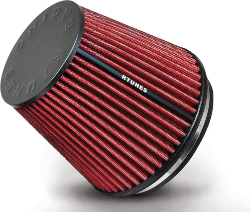 Miniatura 6 de Rtunes Racing RED 3.5" 89 mm Cono de admisión de aire frío para camiones de repuesto de entrada Rendimiento Lavable Abrazadera Filtro de aire seco