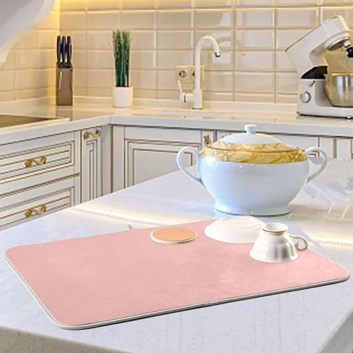Miniatura 50 de Tapete rojo para secar platos pequeños, accesorios de cocina, tapete escurridor de platos de microfibra, resistente al calor, 16 x 18 pulgadas