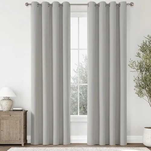 Miniatura 54 de ChrisDowa Cortinas 100% Opacas de Abedul Sólido de 45 Pulgadas de Largo, 2 Paneles para Dormitorio y Sala de Estar, Estilo Granja Oscurecedoras