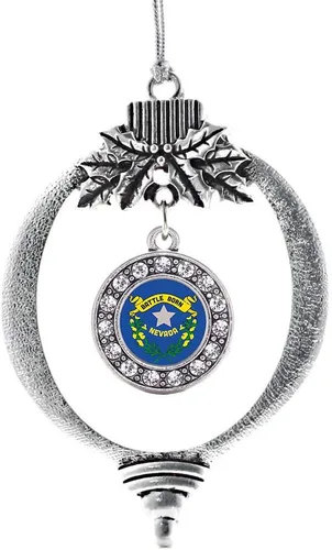 Miniatura 136 de Inspired Silver - Twin One - Adorno festivo de Navidad de plata - Adorno festivo de árbol de Navidad con dije de círculo y circonita cúbica