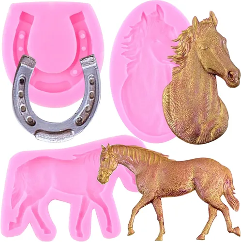 ZiXiang Molde de silicona para caballo, moldes de herradura para pezuñas de herradura, molde de caramelo para decoración de pasteles de azúcar,