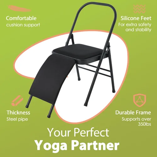 Miniatura 3 de BODY RHYTHM Silla auxiliar de yoga con soporte lumbar para abdominales y core, equilibrio en parada de manos, entrenamiento de flexibilidad y fuerza