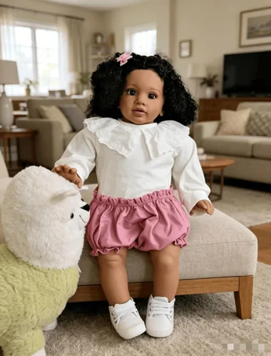 Miniatura 3 de Angelbaby Muñecas de bebé negras Reborn de 26 pulgadas, tamaño grande, realista, afroamericana, niña pequeña, pipa, cuerpo de tela pesada, bebés