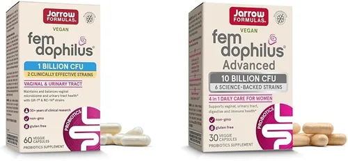 Jarrow Formulas Fem-Dophilus Probióticos 1 mil millones de UFC con 2 cepas clínicamente eficaces y probióticos avanzados Fem-Dophilus 10 mil