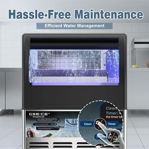 Miniatura 5 de Máquina de hielo comercial con certificación ETL de seguridad y saneamiento con bomba de drenaje, 400 libras/24 horas, máquina de hielo rápida