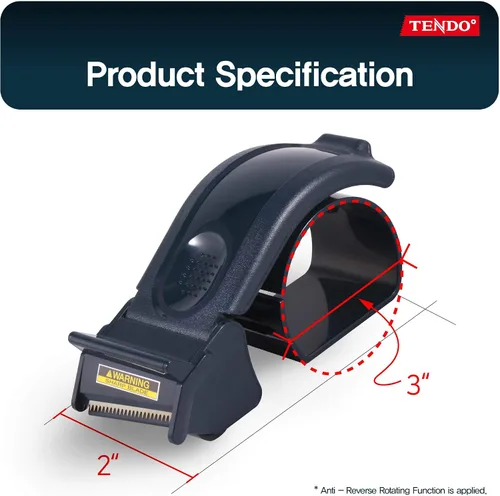 Miniatura 4 de TENDO Basic Line SJ-50M Navy Dispensador de cinta de embalaje inteligente, pistola de cinta de fácil corte, para cinta de 45 ~ 1.969 in de ancho