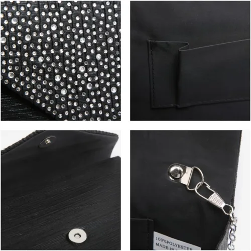 Miniatura 6 de Dasein Bolso de mano con satén satinado para mujer, tipo embrague, para noche, bandolera, bolsos, fiesta, graduación, boda, sobre