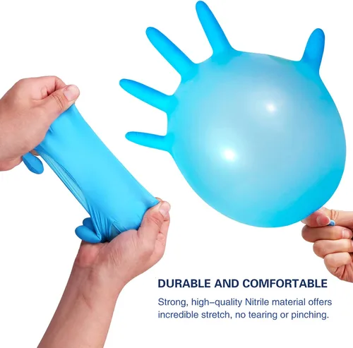Miniatura 2 de Wostar Guantes desechables de nitrilo sin polvo y látex, guantes de examen de nitrilo desechables no estériles de 4 mil para pantalla táctil Azul