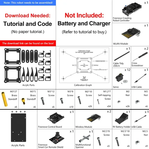 Miniatura 2 de Freenove Kit de robot cuadrúpedo con control remoto (compatible con Arduino IDE), torsión de arrastre para caminar, control remoto de aplicaciones