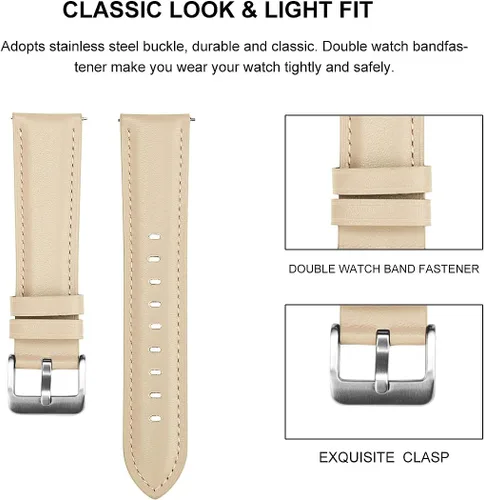 Miniatura 4 de Correas de cuero genuino compatibles con Galaxy Watch 3 de 1.61 pulgadas/1.77 pulgadas, correa de liberación rápida para Galaxy Watch 1.654 in/Watch