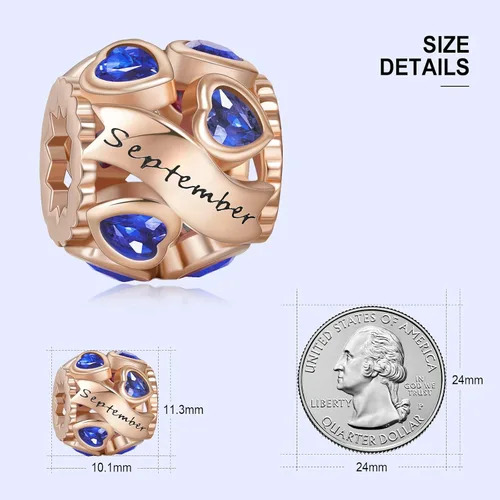 Miniatura 59 de Abalorio de plata de ley 925 con piedra natal de Ningan, abalorio de corazón para pulseras y collares, regalo de cumpleaños para mujeres y niñas