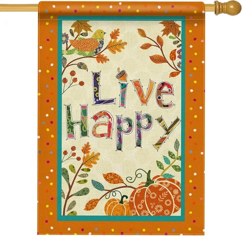 Miniatura 8 de Hzppyz Live Happy - Bandera decorativa grande para casa, diseño de pájaro, primavera y verano, cita inspiradora para jardín, patio, decoración
